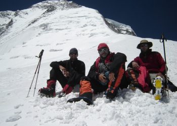 Guillermo Glass y Cristian Vitry junto al recordado Darío Bracali, desaparecido en la expedición.