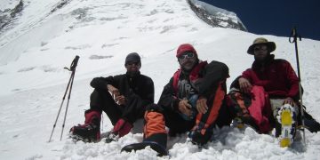 Guillermo Glass y Cristian Vitry junto al recordado Darío Bracali, desaparecido en la expedición.