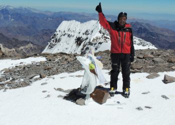 El impresionante Lito Sánchez en su cumbre 70 de Aconcagua, en la temporada 2017/2018.