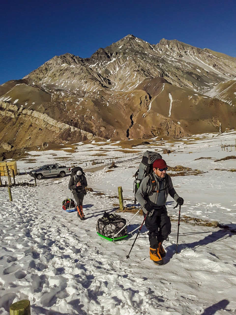 Gastón Braillar Pocard y Luciano Merino ingresaron el 13 de julio para el Aconcagua invernal.