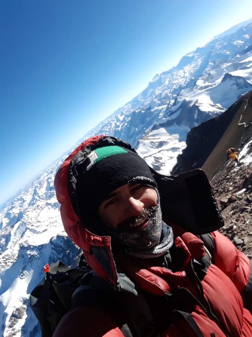 El día de cumbre en el intento de Aconcagua invernal de Lucho y Germán.