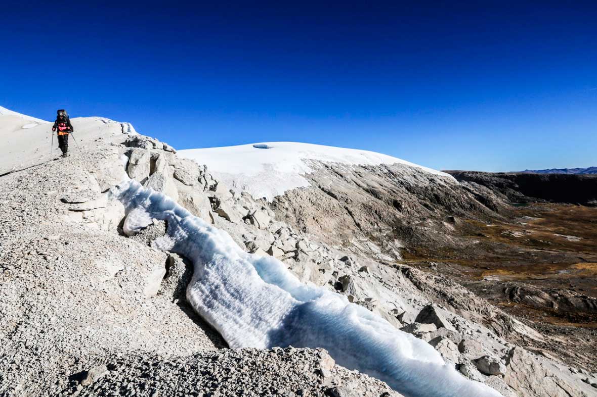 El glaciar Quelccaya, cordillera de Vilcanota, Perú. De allí fueron rescatados SLogan y Rocha. Ph Stéphane Vallin.