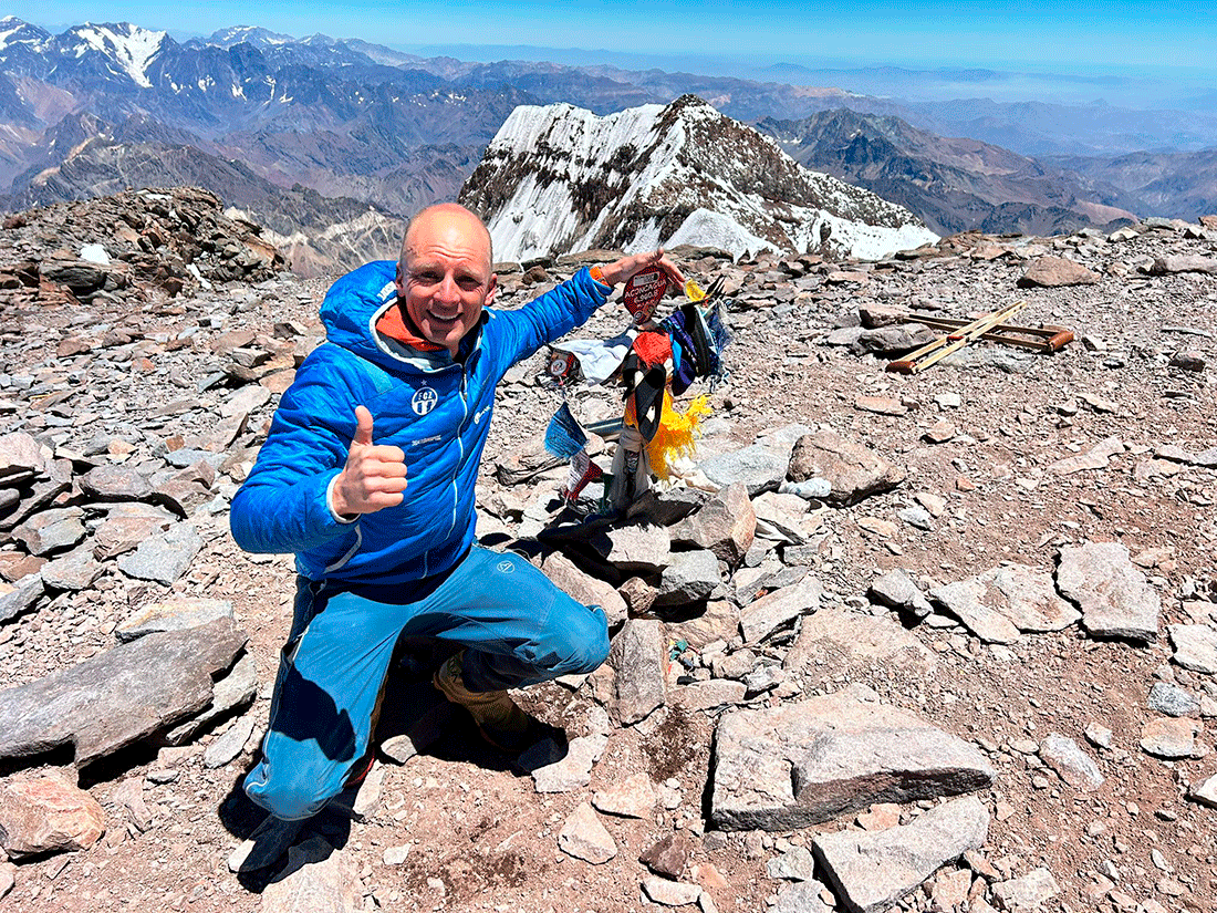 Egloff ha realizado ascensos prácticamente diarios a la cumbre del Aconcagua.